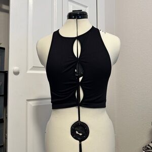 UO Black Sleeveless Cutout Stretch Crop Top XL